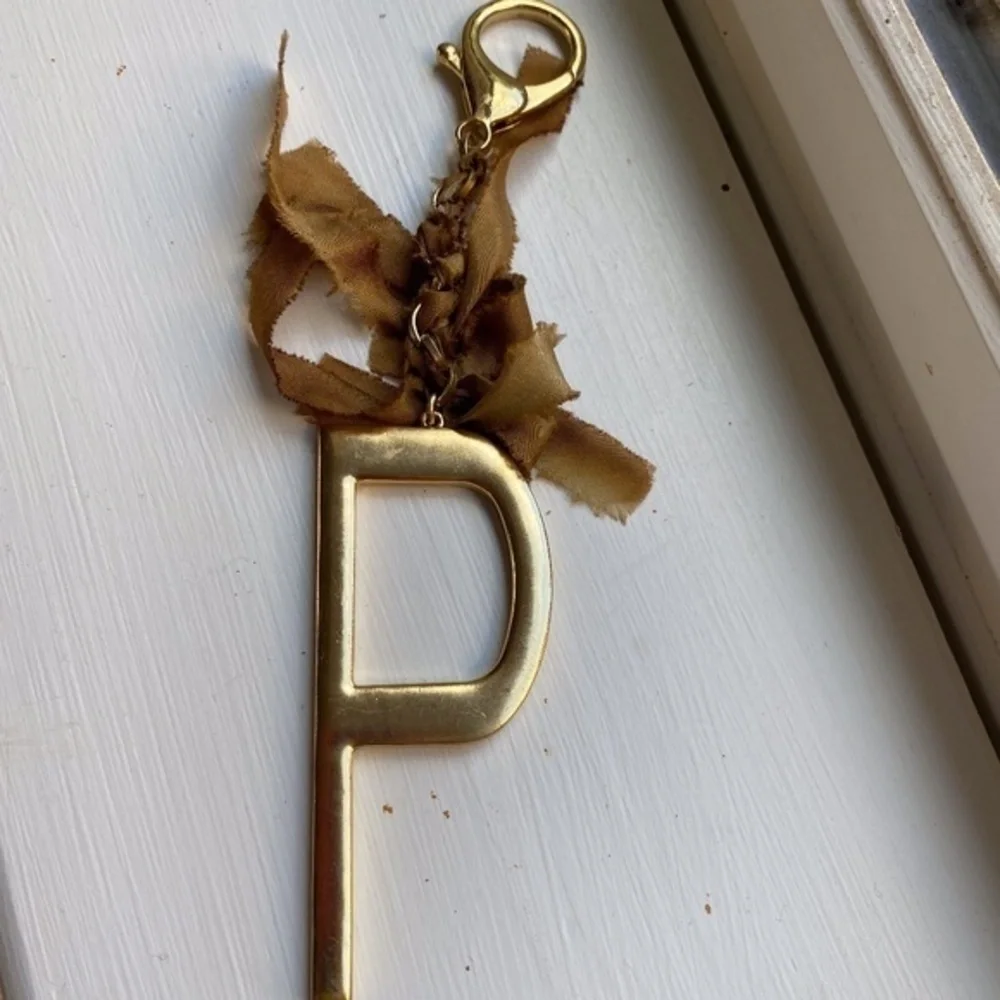 Anthropologie Monogram Brass Key Chain Fob